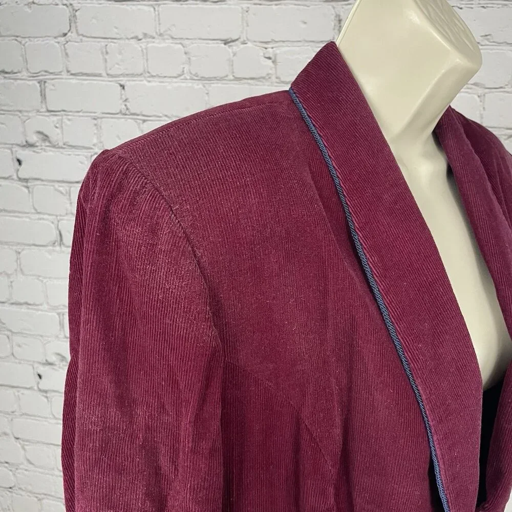 VTG Lindsey Scott Sport Purple Corduroy Golf Blazer Jacket USA Made Size 8